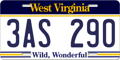 WV license plate 3AS290