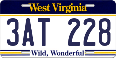 WV license plate 3AT228