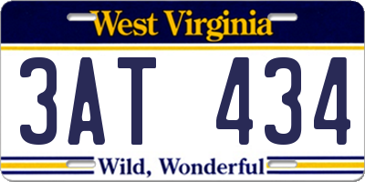 WV license plate 3AT434