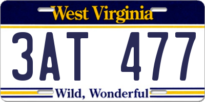 WV license plate 3AT477