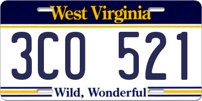 WV license plate 3CO521