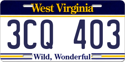 WV license plate 3CQ403