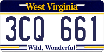 WV license plate 3CQ661