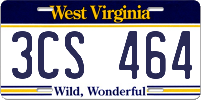 WV license plate 3CS464