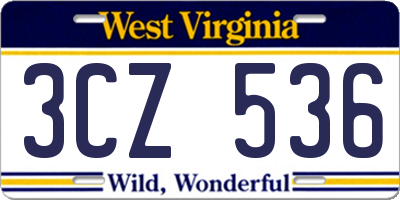 WV license plate 3CZ536