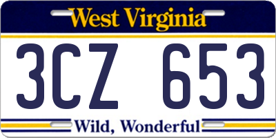 WV license plate 3CZ653