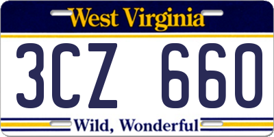 WV license plate 3CZ660