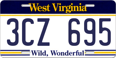 WV license plate 3CZ695