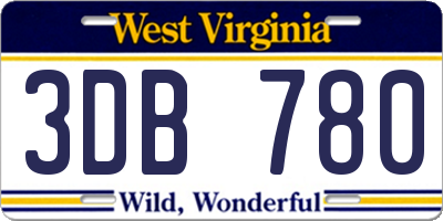 WV license plate 3DB780