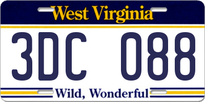 WV license plate 3DC088