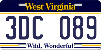 WV license plate 3DC089