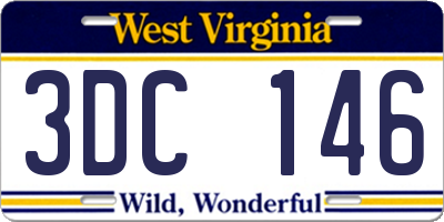 WV license plate 3DC146
