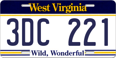 WV license plate 3DC221
