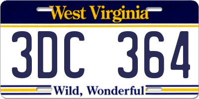 WV license plate 3DC364