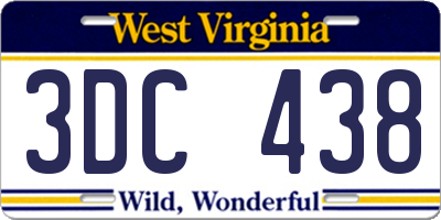 WV license plate 3DC438