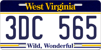 WV license plate 3DC565