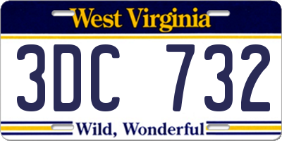 WV license plate 3DC732