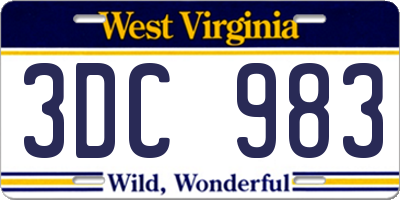WV license plate 3DC983