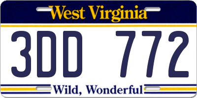 WV license plate 3DD772