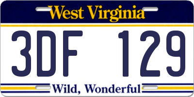WV license plate 3DF129