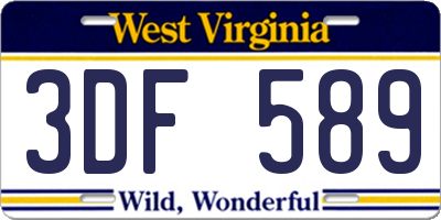WV license plate 3DF589
