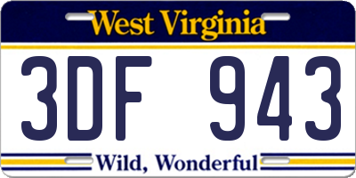 WV license plate 3DF943