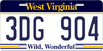 WV license plate 3DG904