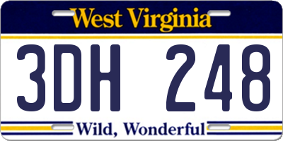WV license plate 3DH248