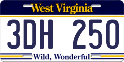 WV license plate 3DH250