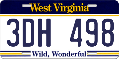 WV license plate 3DH498