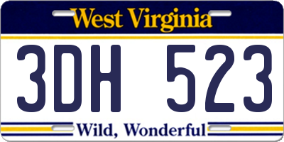 WV license plate 3DH523