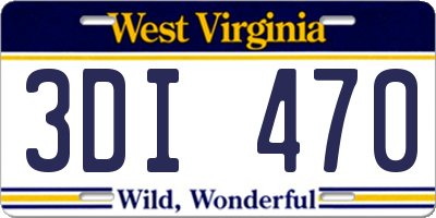 WV license plate 3DI470