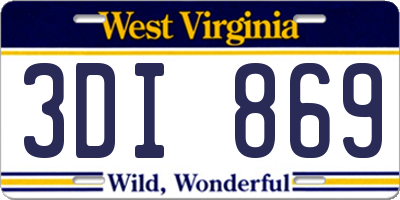WV license plate 3DI869