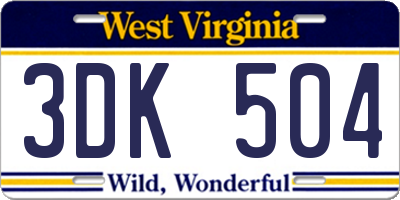 WV license plate 3DK504