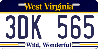 WV license plate 3DK565