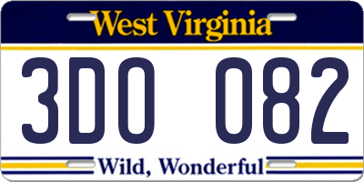 WV license plate 3DO082