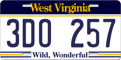 WV license plate 3DO257