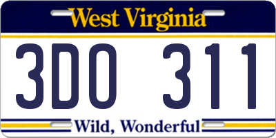WV license plate 3DO311