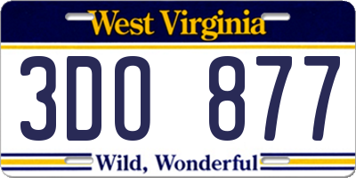 WV license plate 3DO877