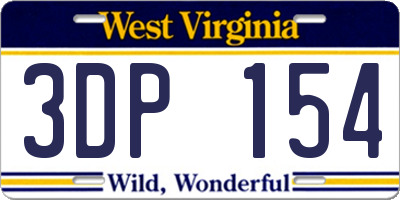 WV license plate 3DP154