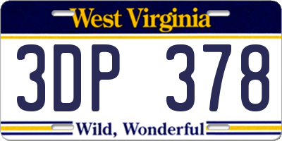WV license plate 3DP378