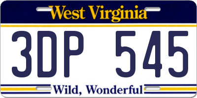 WV license plate 3DP545