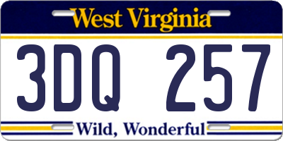 WV license plate 3DQ257