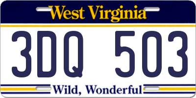 WV license plate 3DQ503
