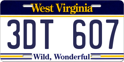 WV license plate 3DT607