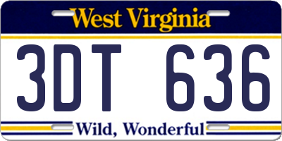 WV license plate 3DT636