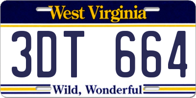 WV license plate 3DT664