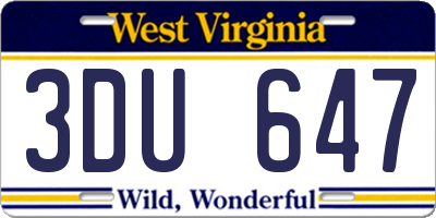 WV license plate 3DU647