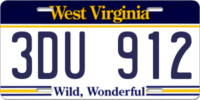 WV license plate 3DU912