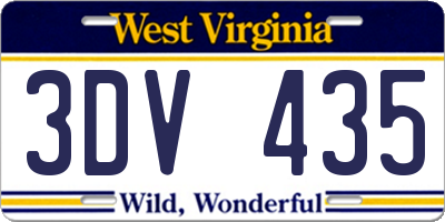 WV license plate 3DV435